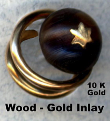 6-1.4 Spiral Wire Shank - Wood with Gold Inlay and 10k Gold